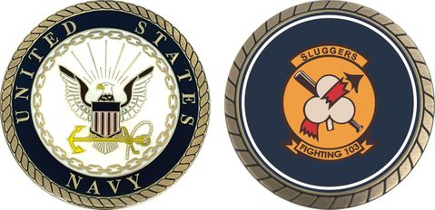 U.S. Navy VF-103 'Fighting 103 Sluggers' Patch Challenge Coin
