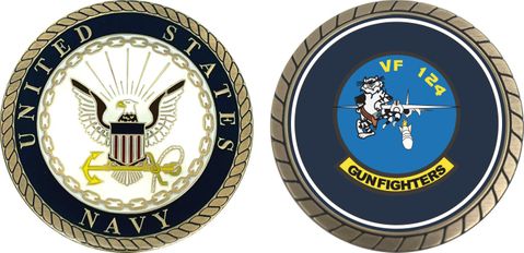 U.S. Navy VF-124 'Gunfighters' Patch Challenge Coin