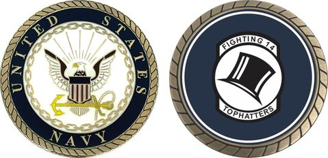 U.S. Navy VF-14 Fighting 14 Tophatters Patch Challenge Coin