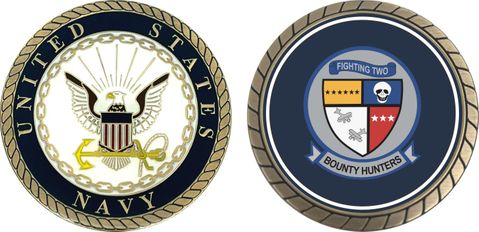 U.S. Navy VF-2 'Fighting 2 Bounty Hunters' Patch Challenge Coin