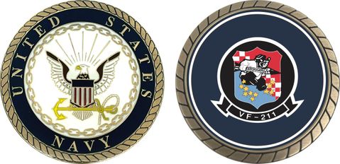 U.S. Navy VF-211 'Fighting Checkmates' Patch Challenge Coin