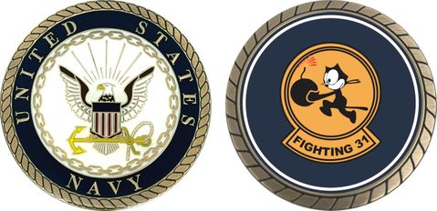 U.S. Navy VF-31 'Fighting 31' Patch Challenge Coin