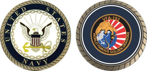 U.S. Navy VFA-192 'World Famous Golden Dragons' Patch Challenge Coin