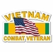Vietnam Combat Veteran Sticker with American Flag and Ribbon Decal