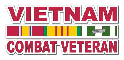 Vietnam Combat Veteran with Ribbons Red Sticker Decal
