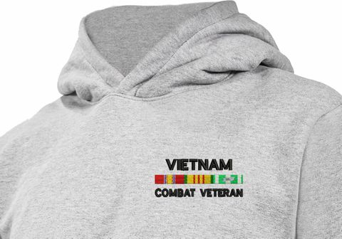 Vietnam Combat Veteran with Service Ribbons Heavy Weight Fleece Hoodie