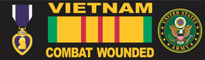 Vietnam Combat Wounded with Purple Heart and Service Ribbon Decal