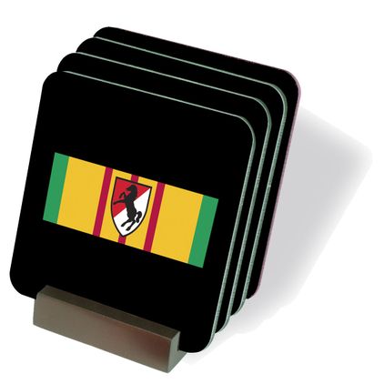 Vietnam Ribbon with 11th Armored Cavalry Coasters - Set of 4
