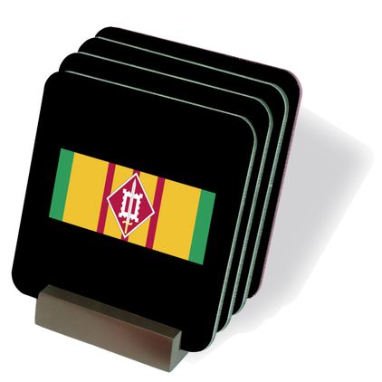 Vietnam Ribbon with 18th Engineer Brigade Coasters - Set of 4