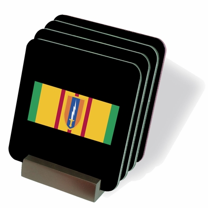 Vietnam Ribbon with 18th Military Police Brigade Coasters - Set of 4