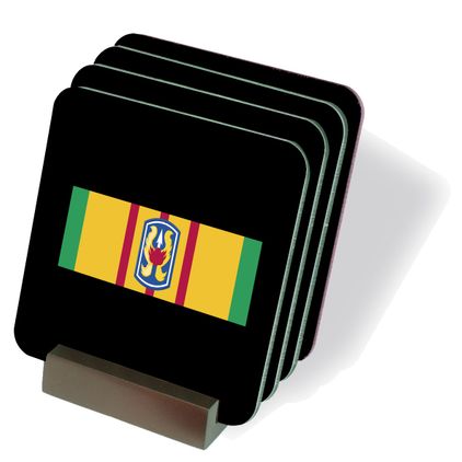 Vietnam Ribbon with 199th Infantry Brigade Coasters - Set of 4