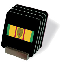 Vietnam Ribbon with 1st Infantry Division Coasters - Set of 4