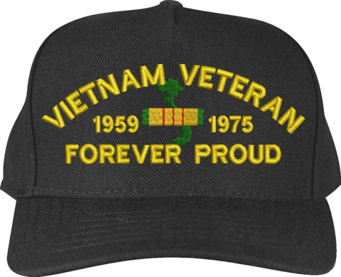 Vietnam Veteran Forever Proud 1959-1975 Custom Embroidered Cap