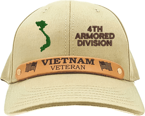 4th Armored Division Vietnam Veteran Leather Strap Cap