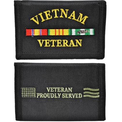 Vietnam Veteran Ribbon Direct Embroidered Trifold Wallet