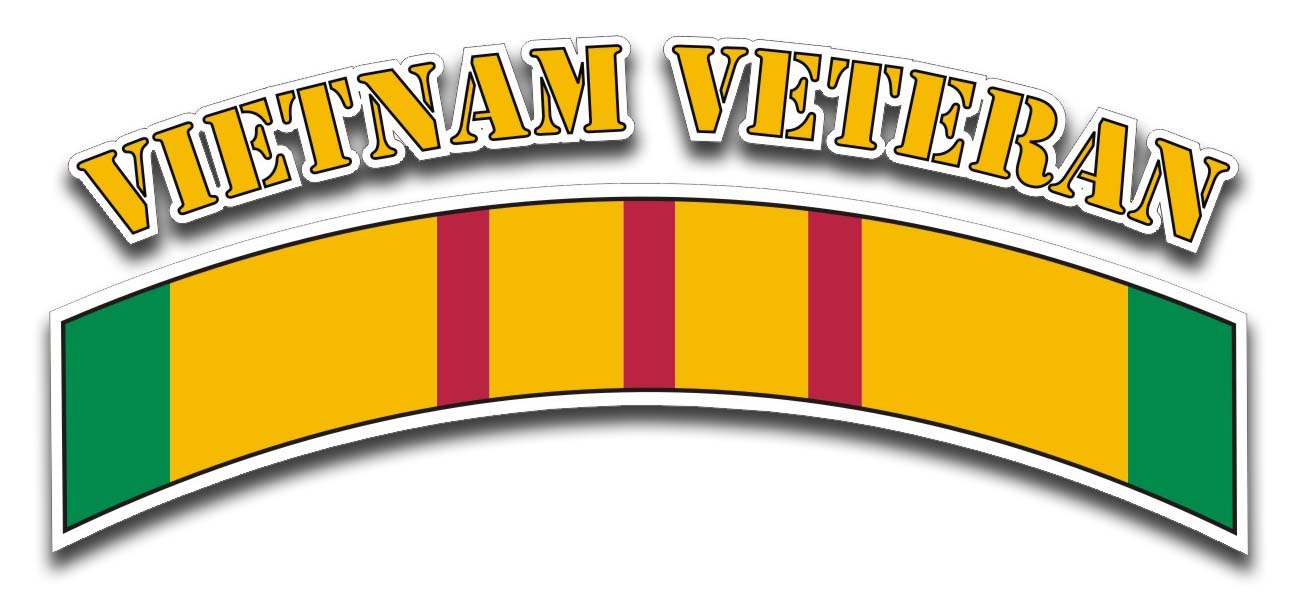 Vietnam Veteran Ribbon Colors Sticker – 5" Wide Vinyl Decal – Patriotic Military USA – Wolfcreek Gear