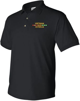 Vietnam Veteran w/ Ribbons Black 50/50 Polo Large