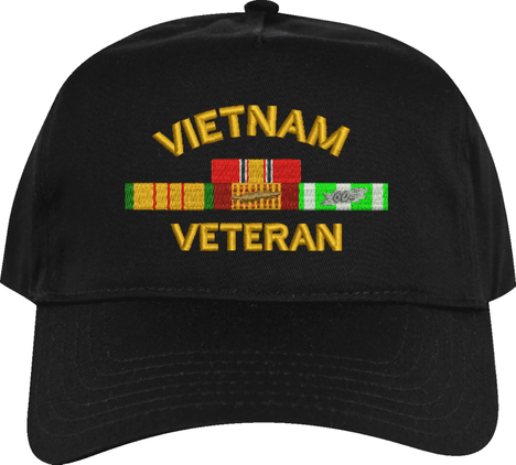 Vietnam Veteran with Four Ribbons Embroidered Cap