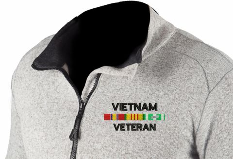 Vietnam Veteran with Service Ribbons Knit HEATR Long Sleeve Full Zip