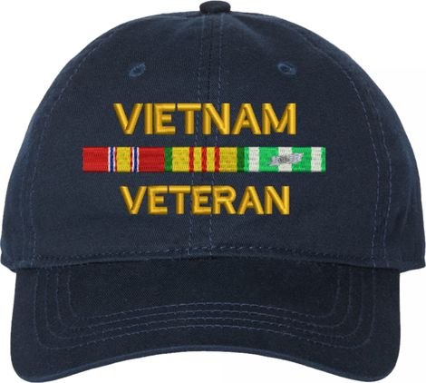 Vietnam Veteran with Service Ribbons Unstructured Dad Cap