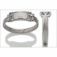 Women's Silver Raised Emblem Stainless Steel Bracelets Thumbnail Illustration