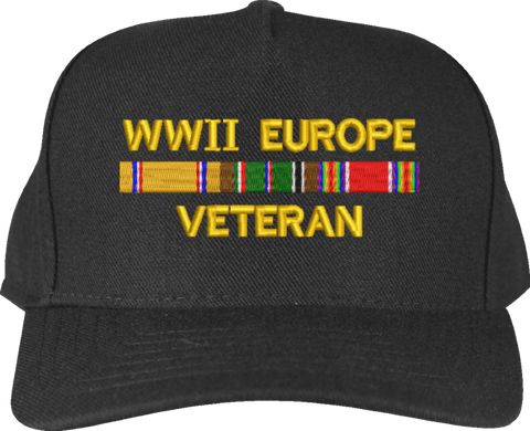 WWII Europe Veteran War Conflict Ribbon Cap