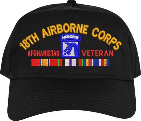 XVIII Airborne Corps Afghanistan Veteran Black High Profile (Made in the USA) Cap
