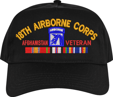 XVIII Airborne Corps Afghanistan Veteran Embroidered Cap with Ribbons