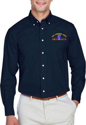 XVIII Airborne Corps Afghanistan Veteran with Ribbons Embroidered Dress Shirt