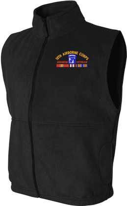 XVIII Airborne Corps Afghanistan Veteran with Ribbons Embroidered Fleece Vest