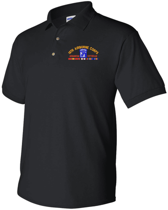 XVIII Airborne Corps Afghanistan Veteran with Ribbons Embroidered Polo