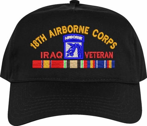 XVIII Airborne Corps Iraq Veteran Embroidered Cap with Ribbons