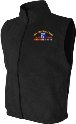 XVIII Airborne Corps Iraq Veteran with Ribbons Embroidered Fleece Vest