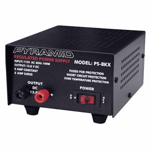 12 volt Regulated power supply AC to DC - Pryamid PS-8KX