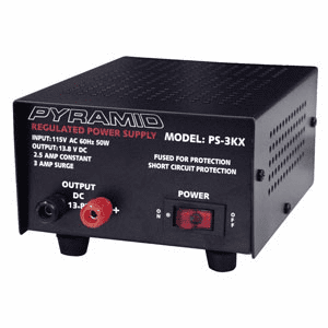 12 Volt Regulated power supply, AC to DC - Pyramid PS-3KX