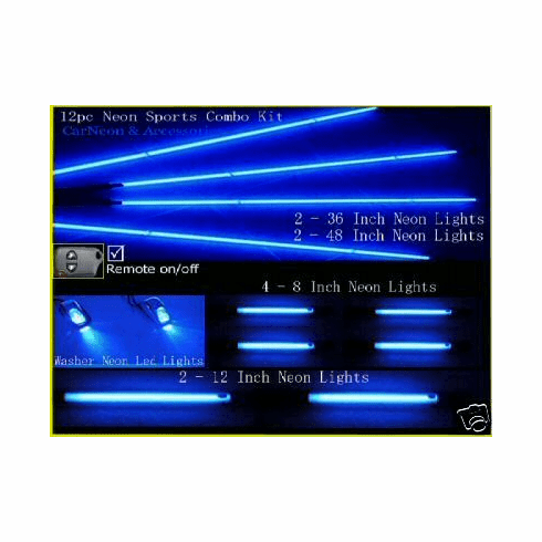 12pc Blue Neon Underbody Truck and SUV Interior Kits