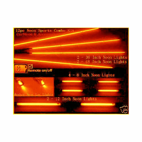 12pc Orange Neon Underbody Kits Interior and Exterior Matched