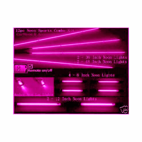 12pc Pink Neon Underbody Kits - Interior and Exterior Matched