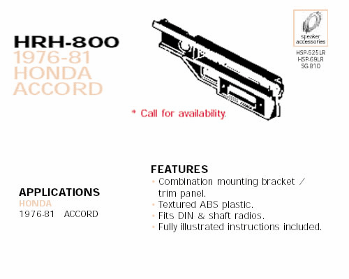 1976-81 ACCORD Honda HRH-800