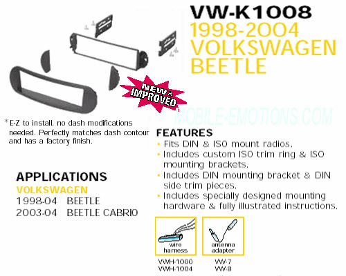 1998-2004 VOLKSWAGEN-BEETLE INSTALL KIT VW-K1008