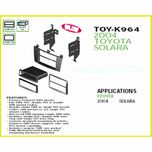 2004 Toyota SOLARA Dash Install Kit TOY-K964