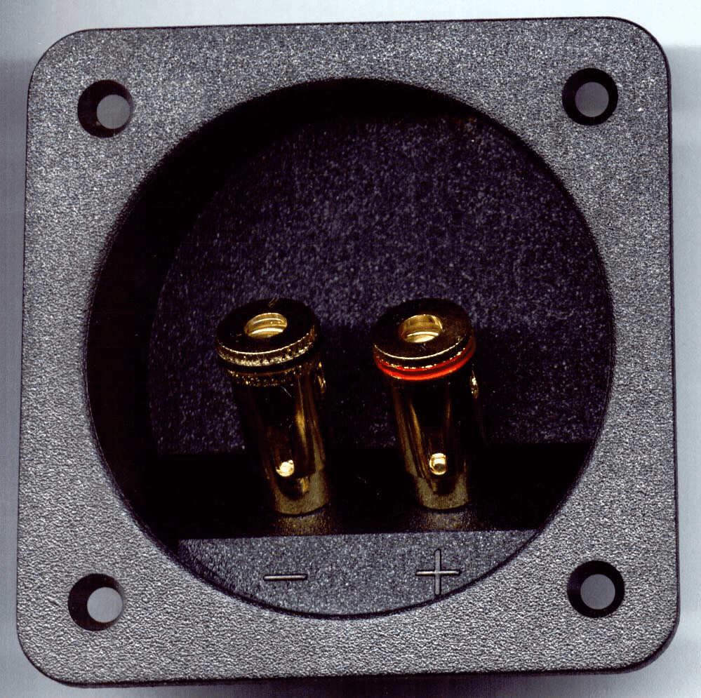 3-1/4" Square Speaker Terminal Spring Loaded gold binding posts 