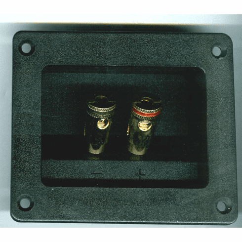 3-3/4"L x 3-1/8"D Rectangular Speaker Terminals Spring Loaded Gold Posts