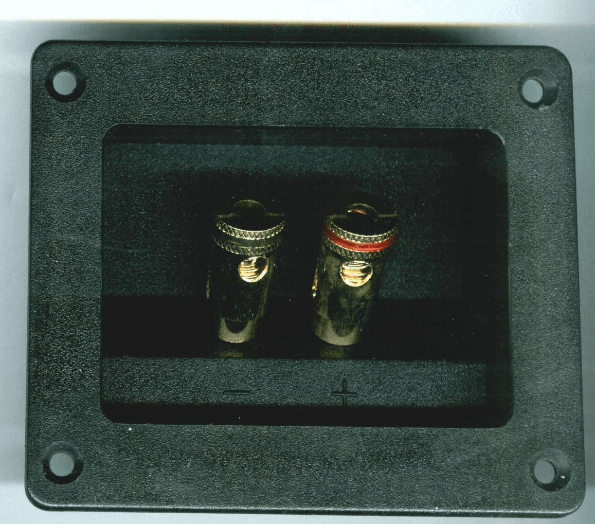 3-3/4"L x 3-1/8"D Rectangular Speaker Terminals Spring Loaded Gold Posts