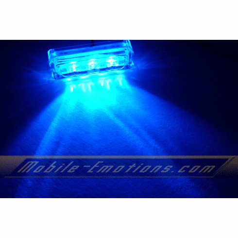 3 LED BLUE Motorcycle & Car Lights - Neon Glow from LEDS (Clear Case Design)