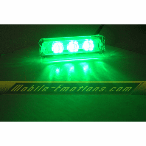 3 LED GREEN Motorcycle & Car Lights - Neon Glow from LEDS (Clear Case Design) 