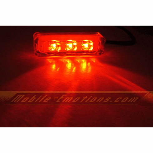 3 LED RED Motorcycle & Car Lights - Neon Glow from LEDS (Clear Case Design)