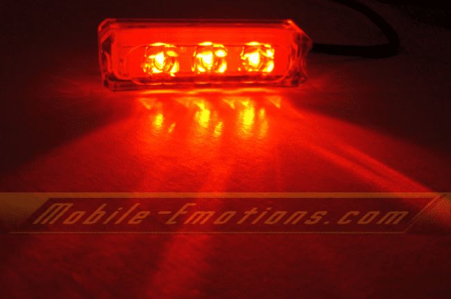 3 LED RED Motorcycle & Car Lights - Neon Glow from LEDS (Clear Case Design)