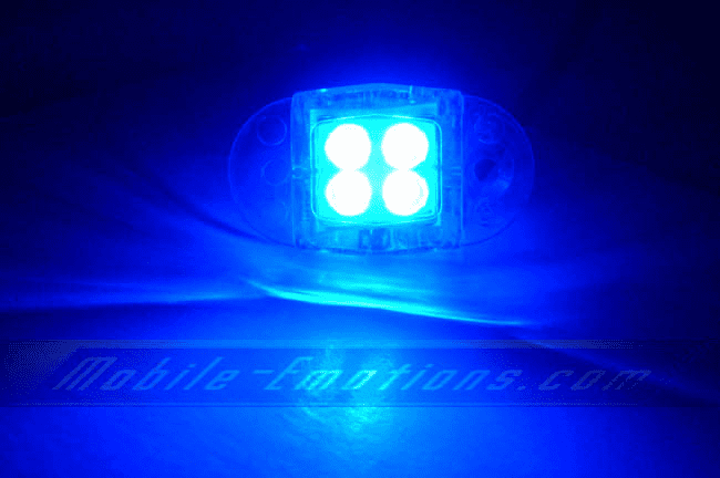 4 LED BLUE Motorcycle & Car Lights - Neon Glow from LEDS (Clear Case Design)