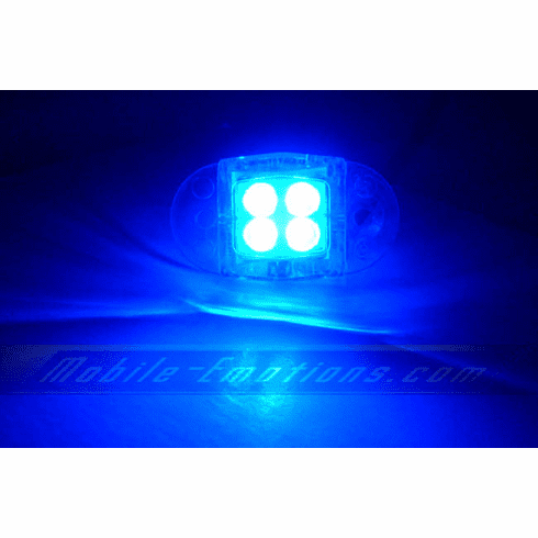 4 LED BLUE Motorcycle & Car Lights - Neon Glow from LEDS (Clear Case Design)